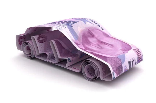 Car Finance Turkish Lira Απομονωμένο Λευκό Φόντο — Φωτογραφία Αρχείου