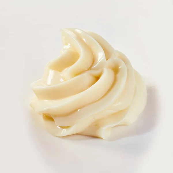 Food Styling Concept Met Draaibare Gladde Romige Zelfgemaakte Mayonaise Wit — Stockfoto