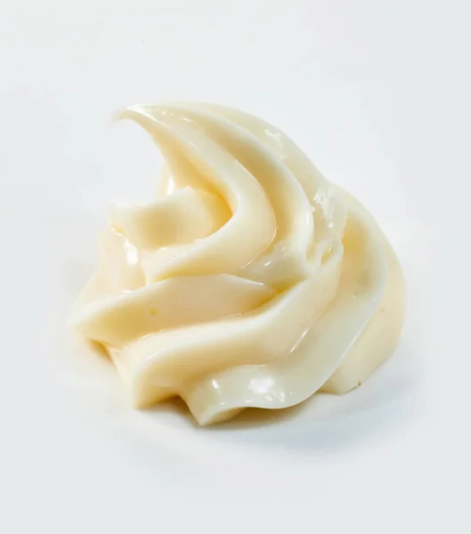 Elegant Twirl Creamy Homemade Mayonnaise Close Side View White — Stockfoto