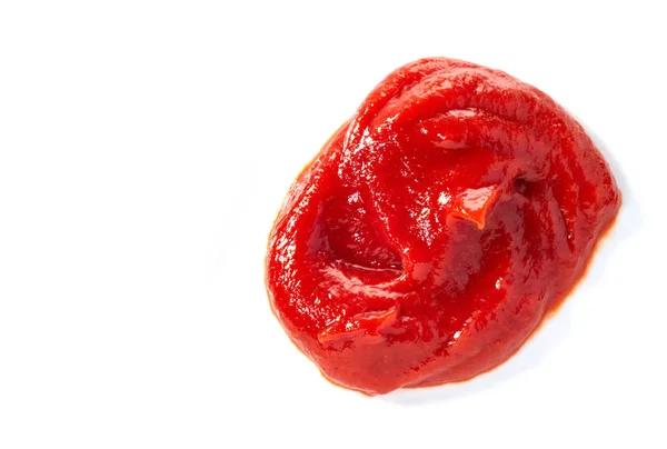 Una Sola Cucharada Salsa Tomate Fresca Ketchup Catsup Aislado Blanco — Foto de Stock