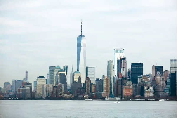 Manhattan Downtown Med World Trade Center Över Hudsonfloden — Stockfoto