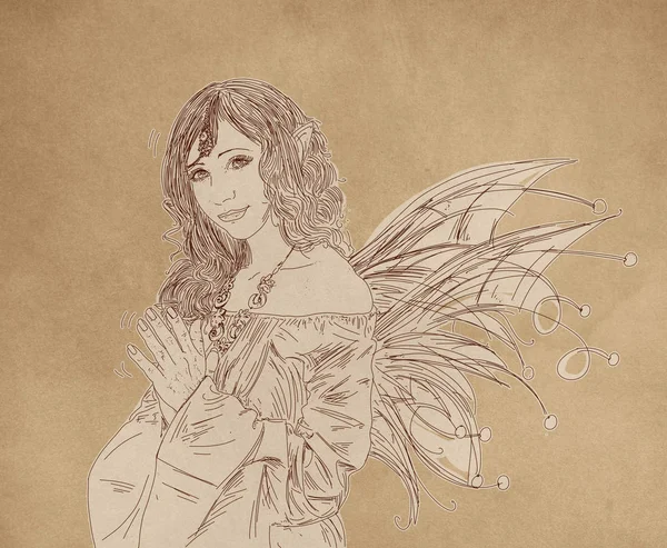 Elf Woman Wings Magic Fairy — Stock Photo, Image