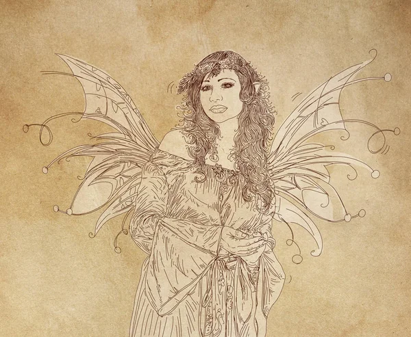 Elf Woman Wings Magic Fairy — Stock Photo, Image