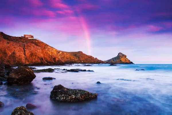 Puesta Sol Costa Del Parque Natural Cabo Gata — Foto de Stock