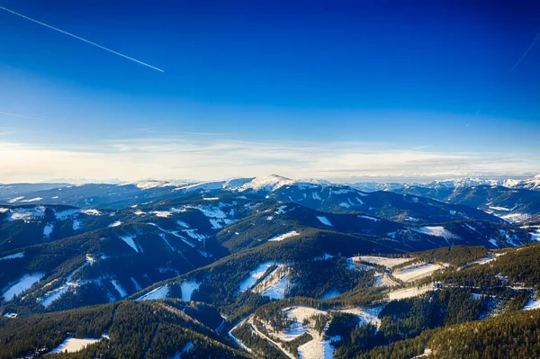Stuhleck Regio Niedersterreich Wechselland Luchtfoto Naar Oostenrijkse Alpen Tijdens Winter — Stockfoto
