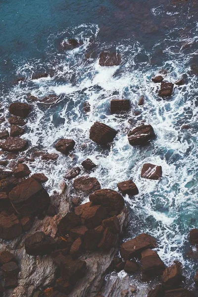 Rotsen Zee Aan Kust Wat Gebeurd Spanje — Stockfoto