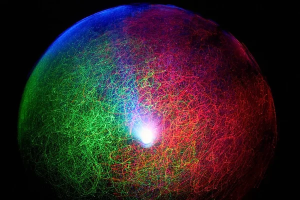 Światłowody Poruszają Się Tworzą Kolorowe Wzory — Zdjęcie stockowe