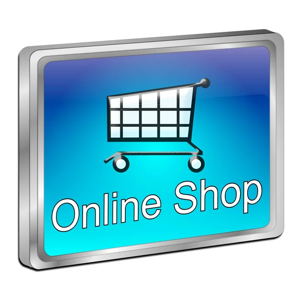 Glossy Blue Online Shop Button Illustration — Stock Photo, Image