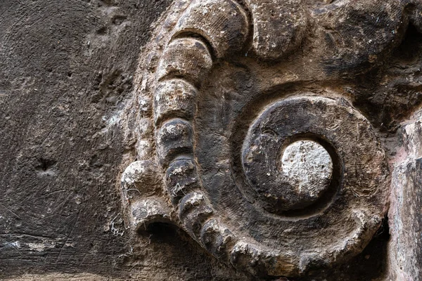 Detalhe Uma Pedra Artística Antiga Uma Cidade Medieval Italiana — Fotografia de Stock