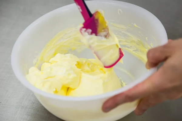 Preparazione Della Crema Pasticcera Utilizzata Dolci — Foto Stock