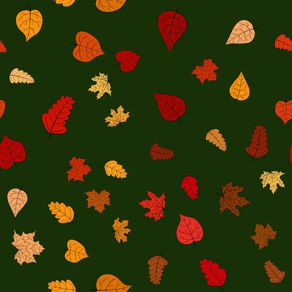 Abstrait Doodle Automne Feuilles Motif Sans Couture — Photo