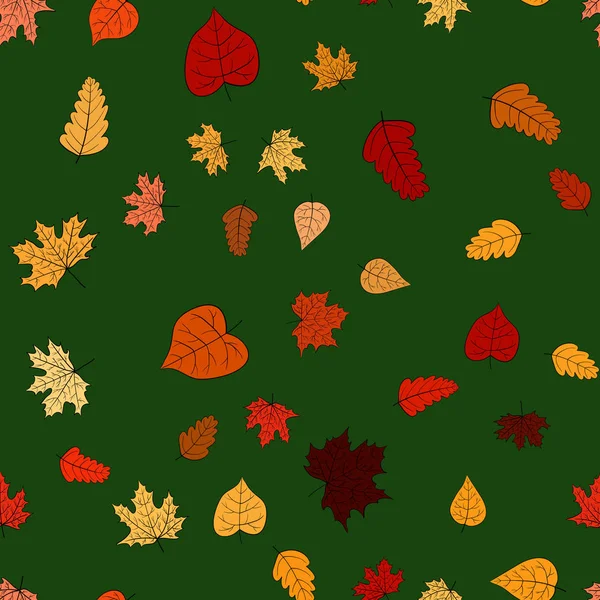 Abstract Doodle Autumn Leaves Seamless Pattern — Stock Photo, Image