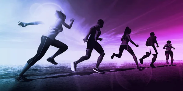 Sports Running Concept Fitness Tracking Abstract — Stock Photo, Image