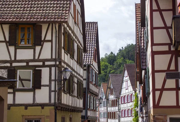 Half Timbered Houses Historical Spitalstrasse Schiltach Black Forest Baden Wurttemberg — Stock Photo, Image