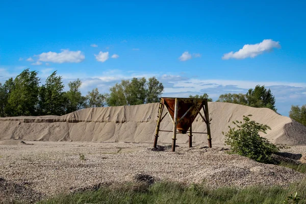 Detaily Vibrátoru Štěrku Dopravníkových Pásů Sila Haldy — Stock fotografie