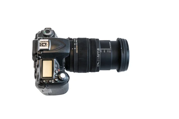 Visão Superior Uma Câmera Fotográfica Profissional Digital Dslr Para Estudantes — Fotografia de Stock