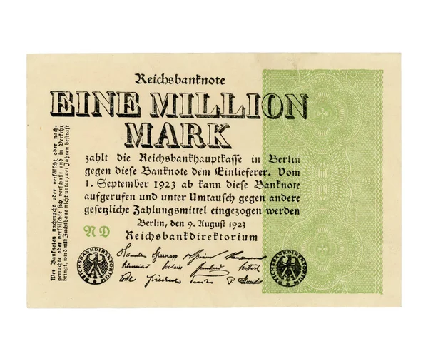 Eine Million Mark Oftewel One Million Mark Jaar 1923 Bankbiljet Stockafbeelding