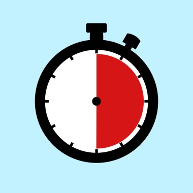 30 Minutes or 30 Seconds or 6 Hours - Flat Design Stopwatch on blue background clipart