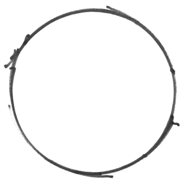 手描きの空の分離された黒い円スケッチ — ストック写真