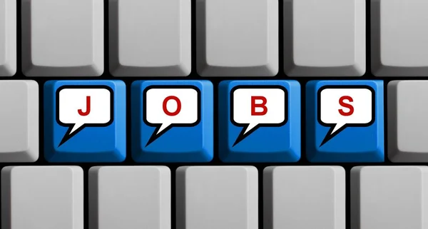 Tastiera Computer Blu Che Mostra Posti Lavoro Online — Foto Stock