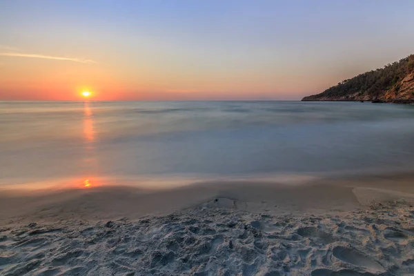 Пляжу Рай Сходом Сонця Тасос Острів Греції — стокове фото