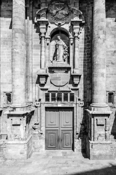 Architektura Santiago Compostela Severního Španělska Černý Bílý Obraz — Stock fotografie