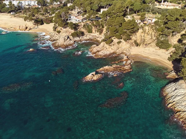 Drone Picture Costa Brava Beach Little Village Sant Antoni Calonge — стокове фото