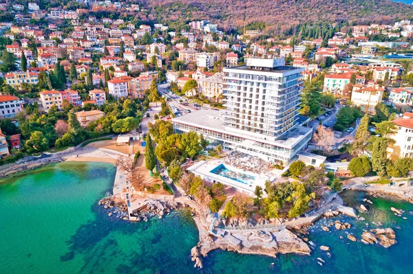 Litorale Panoramico Opatija Lungomare Vista Aerea Passerella Sul Mare Quarnero — Foto Stock