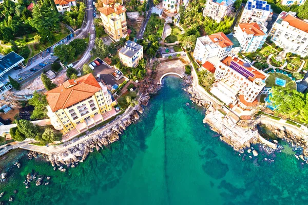 Litoral Panorâmico Opatija Lungomare Vista Aérea Passarela Beira Mar Kvarner — Fotografia de Stock