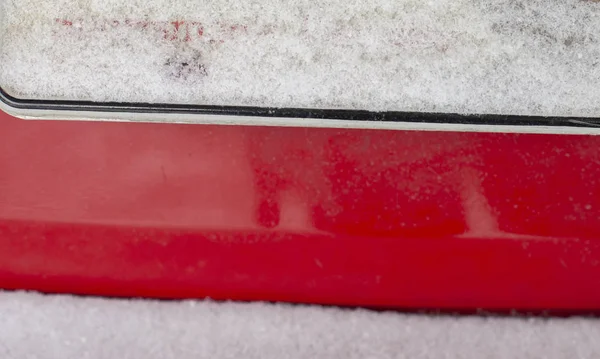 Nieve Hielo Cubriendo Ligeramente Una Matrícula Vehículo — Foto de Stock