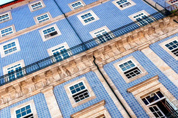 Nahaufnahme Einer Historischen Hausfassade Portos Altstadt Mit Den Typischen Blauen — Stockfoto