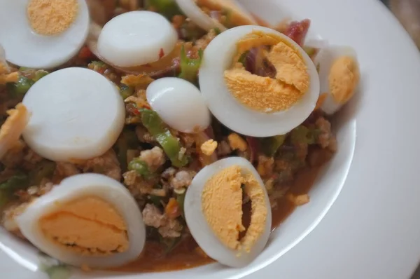 Salada Camarão Feijão Asa Yum Tua Poo Comida Picante Tailandesa — Fotografia de Stock