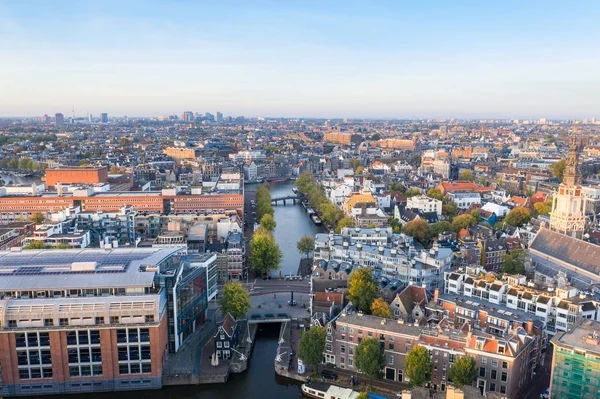 Panoramic Aerial View Amsterdam Netherlands View Historic Part Amsterdam — Stock fotografie