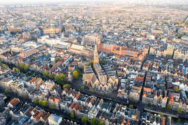 Vista Aérea Panorâmica Amsterdã Holanda Vista Sobre Parte Histórica Amsterdam — Fotografia de Stock