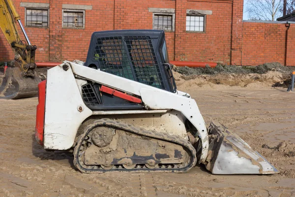 Mini Rypadlo Bobcat Stojící Staveništi — Stock fotografie