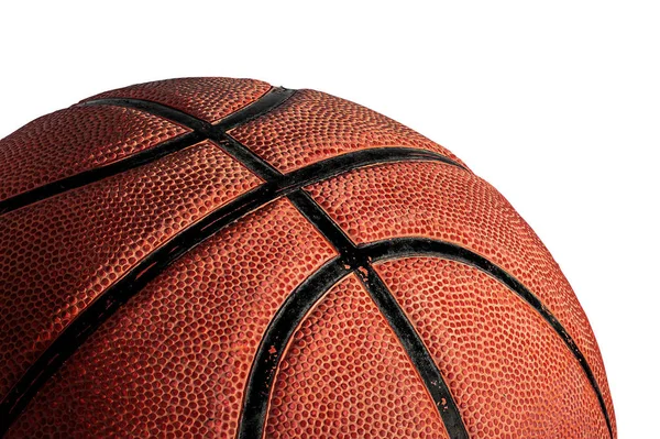 Parte Pelota Baloncesto Iluminada Desde Arriba Aislado Sobre Fondo Blanco — Foto de Stock