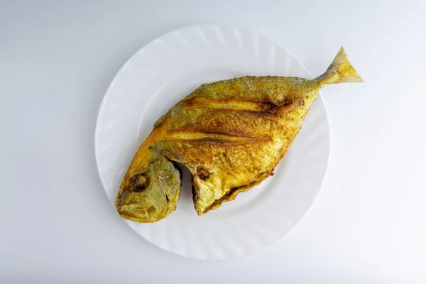 Fried Fish White Background Selective Focus — Stock Photo, Image