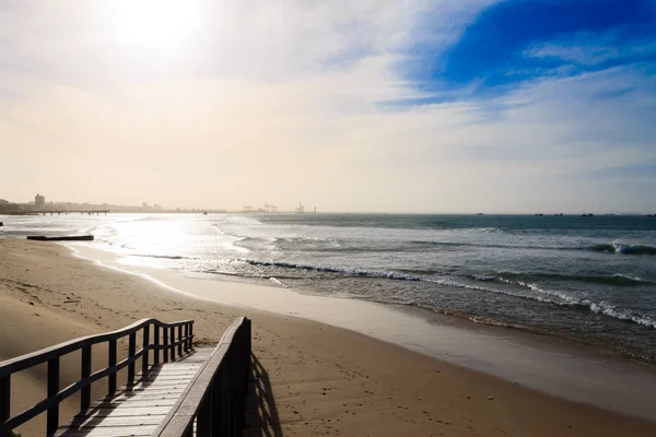 Port Elizabeth Strandutsikt Sydafrika Panorama Indiska Oceanen Landskap Vågor Och — Stockfoto