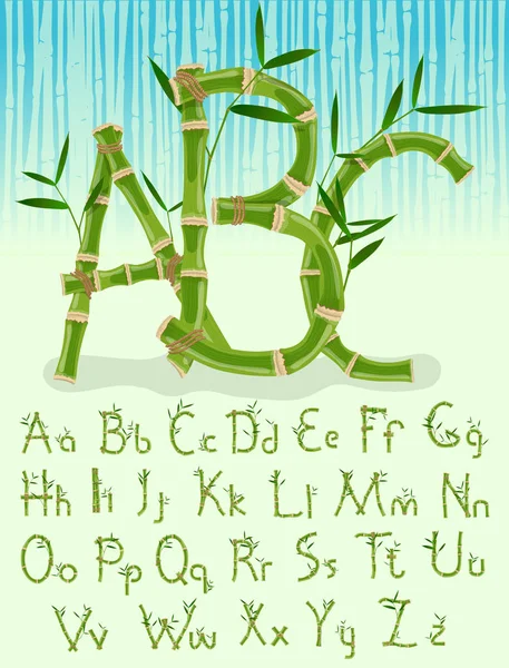 Bamboo alphabet, exotic tropical vector font