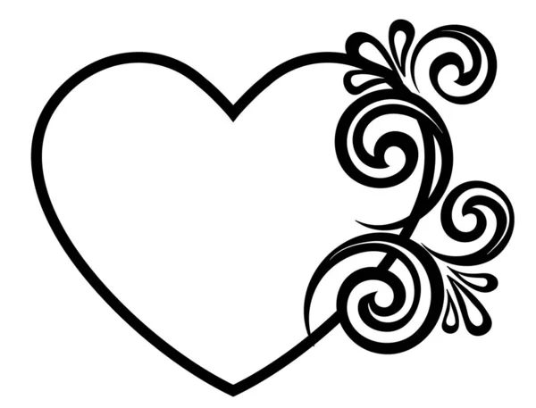 Srdce Zdobené Květinovou Ozdobou Šablona Pro Valentýnské Přání — Stock fotografie
