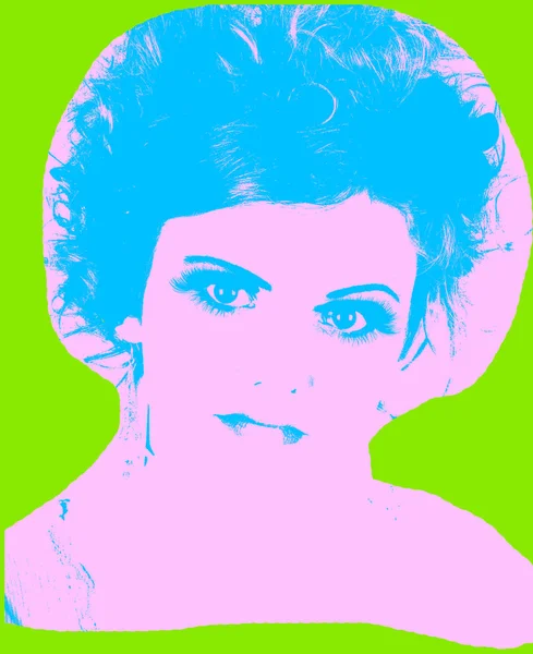 Póster Con Chica Sobre Fondo Verde Estilo Pop Art —  Fotos de Stock