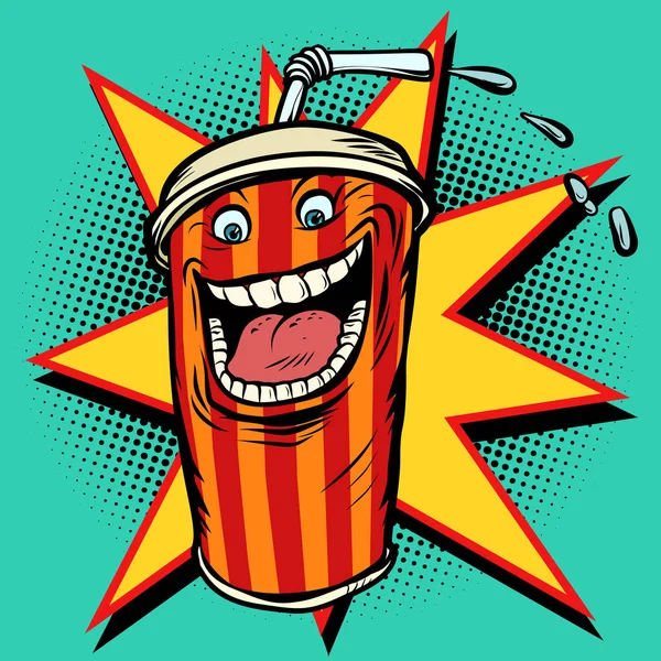 Cola Ποτό Χαρακτήρα Comic Κινούμενα Σχέδια Pop Art Ρετρό Διανυσματική — Φωτογραφία Αρχείου