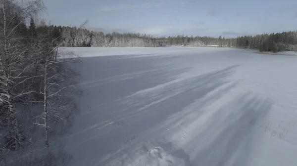 Παγωμένη Λίμνη Λουμπούζης Στη Λετονία Ενορία Rauna — Φωτογραφία Αρχείου