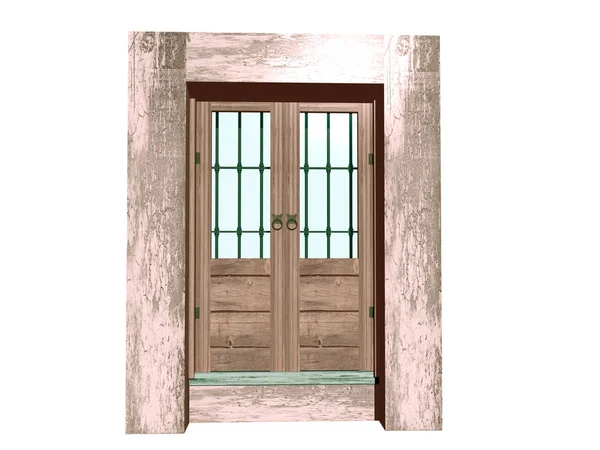 Barred Front Door Day Time — Stock Photo, Image