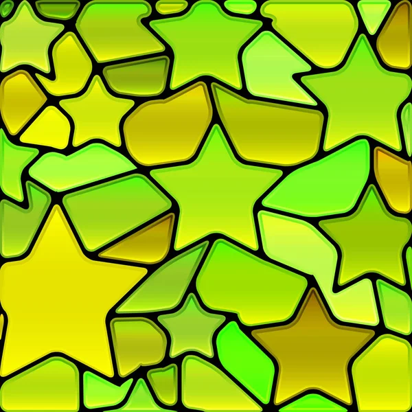 Fondo Abstracto Mosaico Vidrieras Estrellas Verdes — Foto de Stock