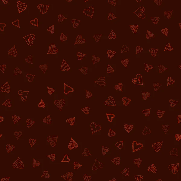 Chaotic Colored Doodle Hearts Seamless Pattern Valentine Day — Stockfoto