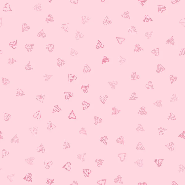 Chaotic Colored Doodle Hearts Seamless Pattern Valentine Day — 스톡 사진