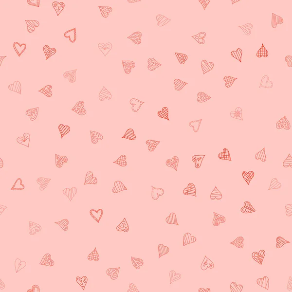 Chaotic Colored Doodle Hearts Seamless Pattern Valentine Day — 스톡 사진