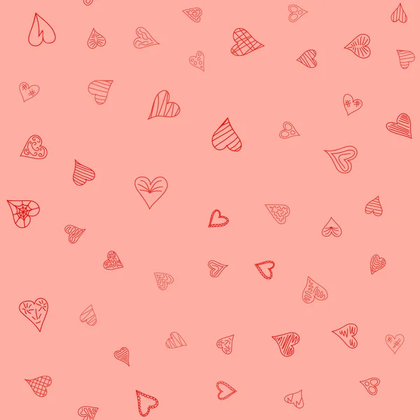 Chaotic Colored Doodle Hearts Seamless Pattern Valentine Day — Stok fotoğraf