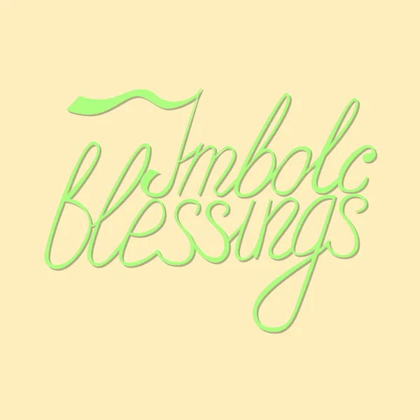 Imbolc Blessings Light Green Lettering Greeting Card — Stockfoto